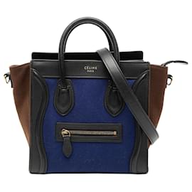 Céline Celine Blu Nano Tricolore Borsa da Viaggio in Feltro