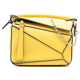 LOEWE Gelbe Nano-Kalbsleder-Puzzle-Tasche
