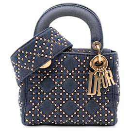 Dior Mini Denim Cannage Blau Studded Weich Lady Dior