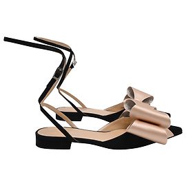 Mach & Mach Le Cadeau Wrap Strap Ballerinas aus schwarzem Wildleder