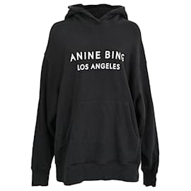 Anine Bing Alto Logo Hoodie aus schwarzer Baumwolle