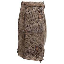 Falda midi asimétrica estampada Dries Van Noten en seda marrón