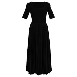 Vestido Midi Plisado Theory en Poliéster Negro