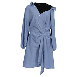 Maje Trompe-l’œil Hemdblusenkleid aus leichtem Baumwollstoff in Hellblau