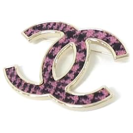 Spilla Chanel AB9482 in Pelle Nera Rosa Oro