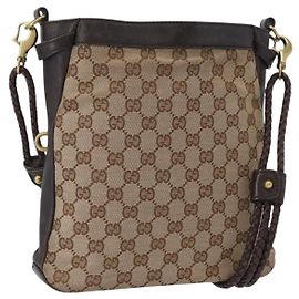 Sac à bandoulière GG Canvas Gucci Beige Or 109106 Auth gh1860