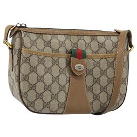 Borsa Gucci GG Supreme Web Sherry Line in PVC Beige Oro 89 02 032 Auth ARZ240