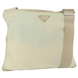 Borsa a Spalla PRADA in Nylon Avorio Argento Autentica hk3516