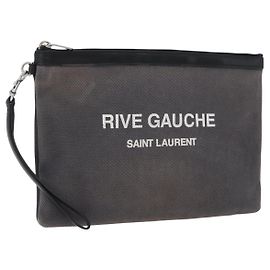 SAINT LAURENT Pochette in Tela Grigia Argento Autentica 172695
