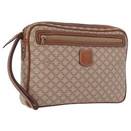 Céline Clutch in tela Macadam CELINE in pelle PVC beige oro Auth ki6467