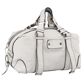 Bolsa de mão Chloe em couro branco prateado Auth bs33592 - Chloé
