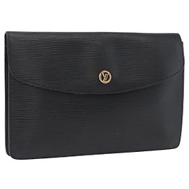 LOUIS VUITTON Clutch Montaigne 23 Epi Schwarz M52662 LV Auth 172524