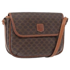 Céline Borsa a spalla in tela Macadam CELINE in pelle PVC marrone oro Auth fm5173