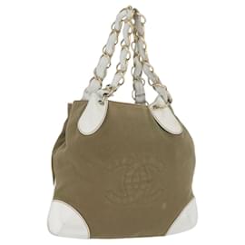 CHANEL Kettentasche aus Canvas Beige Gold CC Auth mr2009