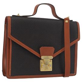 BALLY Borsa a Spalla PVC Tela Nera Oro Auth bs33655