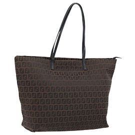 FENDI Zucchino Canvas Tote Bag Braun Auth ka2651