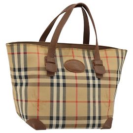 Borsa a mano Burberrys Nova Check in tela beige oro Auth 172901