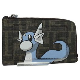 FENDI x FRGMT xPOKMON Zucca Canvas Dratini Coin Purse Light Blue Auth 166964SM