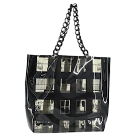 CHANEL Kettentasche aus schwarzem Vinyl CC Auth ARZ371