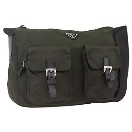 Borsa a Spalla PRADA in Nylon Khaki Argento Autentica mr2000