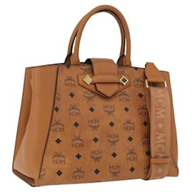 Borsa MCM Vicetos Logogram in pelle PVC 2 in 1 marrone oro Auth ki6452