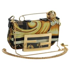 FENDI - VERSACE FENDACE Mamma Baguette Pouch Nylon Nero Oro Auth 166998SM - Fendi