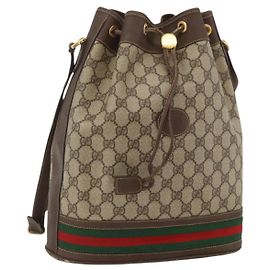Borsa Gucci GG Supreme Web Sherry Line PVC Beige Oro 001 115 0933 Auth LNZ505