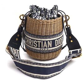 Borsa a spalla in rafia intrecciata Dior Oblique di Christian Dior