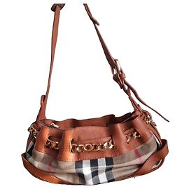 Borsa a spalla Burberry in pelle e tessuto