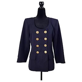 Veste bleu marine YSL Rive Gauche 1992, veste en laine à double boutonnage, tenue bateau - Yves Saint Laurent