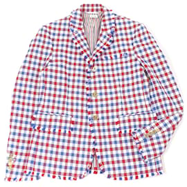 Chaqueta a medida de poliéster y algodón con estampado de cuadros Gingham Thom Browne