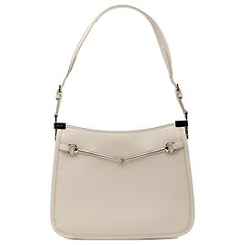 Gucci White Small Calfskin Slim Horsebit Shoulder Bag