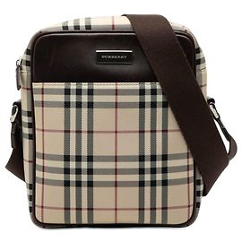 Burberry Beiger Hauskaromuster Canvas Umhängetasche
