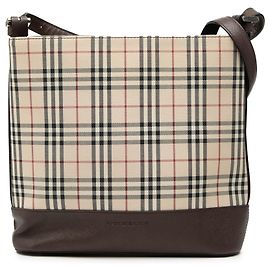 Borsa a spalla in tela check beige Burberry
