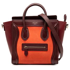 Céline Celine Arancione Nano Tricolore in Nubuck e Borsa da Viaggio in Pelle di Vitello