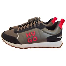 Sneakers Hugo Boss Ice line in pelle nero kaki
