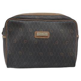 Christian Dior Vintage Honeycomb Zip Canvas and Leather