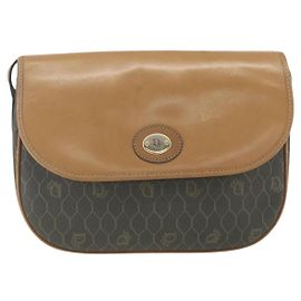 Christian Dior Vintage Honeycomb Flap Canvas and Leather