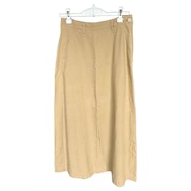 Falda maxi Issey Miyake Plantation beige de algodón