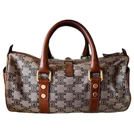 Borsa Boston Céline Triomphe Tela e Pelle Marrone