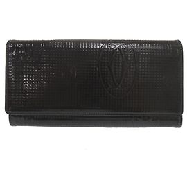 Cartier Happy Birthday Patent Leather Black Long Wallet