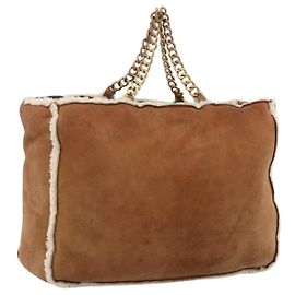 CHANEL Kettenhandtasche Mouton Braun Gold CC Auth bs33650
