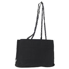 Borsa Tote Prada in nylon nero argento Auth bs32790