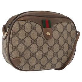 GUCCI GG Supreme Web Sherry Line Bag PVC Beige Gold 89 02 066 Auth 172511