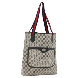 Borsa tote in PVC Navy Gold della linea Sherry GG Plus di GUCCI Auth LNZ421