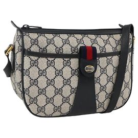 Gucci GG Supreme Sherry Line Schultertasche PVC Marine Gold 89 02 032 Auth ARZ238