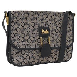 Céline Borsa a Spalla in Tela Macadam C di CELINE, blu navy e oro, autentica 173478