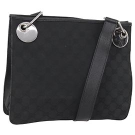 Borsa a Spalla GG Canvas Gucci Nera Argento 120841 Auth ep13072