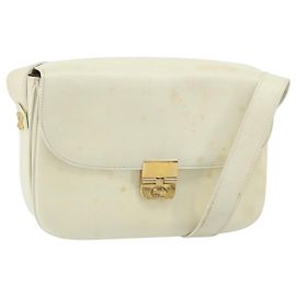 Céline Borsa a spalla in tela Macadam Celine con motivo carrozza in pelle bianca e oro Auth 172964