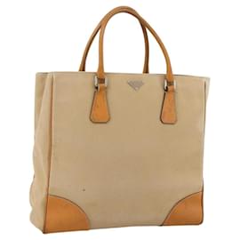 PRADA Borsa a mano in tela beige argento autentica bs33611